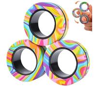 ZHjuju Magnetic Rings Fidget Toy - 3 Pack Rainbow Stress Relief Toys for Anxiety, Comfortable Design, Helps Quit Bad Habits, Improve Concentration for Man Woman Teens Kids Boys Girls