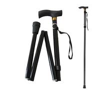 ZHjuju Walking Stick, Adjustable Folding Walking Stick black Aluminum Cane Lightweight Comfortable Grip and Durable Walking Aid Easy Adjustable Height Folding Extendable Walking Cane