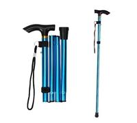 ZHjuju Walking Stick, Adjustable Folding Walking Stick Blue Aluminum Cane Lightweight Comfortable Grip and Durable Walking Aid Easy Adjustable Height Folding Extendable Walking Cane