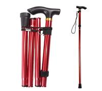 ZHjuju Walking Stick, Adjustable Folding Walking Stick Red Aluminum Cane Lightweight Comfortable Grip and Durable Walking Aid Easy Adjustable Height Folding Extendable Walking Cane