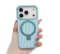 ZHK Designed for iPhone 17 Pro Max Case with Invisible Magnetic Stand, Cute Aesthetic Striped Pattern Cover for Women Girls Shockproof Protective Stylish Kawaii Phone Case, Green
