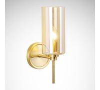 ZHKABEG Brushed Brass Gold Wall Lamp 1 Pack, Mid Century Modern Wall Sconces Lighting with Clear Glass Lampshade Hardwired Wall Lamps for Hallway Bedroom Living Room Restaurant