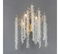 ZHKABEG Modern Gold Crystal Wall Light, Hardwired Indoor Wall Sconce with Tree Branch Raindrop, 17.7 Inch Vintage Wall Lamp, Luxury Decoration Wall Light Fixtures for Bedroom Hallway