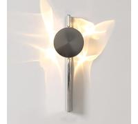 ZHKABEG Modern LED Ripple Wall Lamp, 180° Rotatable Light Shadow Design, Chrome and Black Linear Wall Lamp, Creative Stainless Steel Wall Mount Light for Bedroom Bedside Living Room Corridor