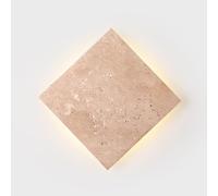 ZHKABEG Natural Stone Square Wall Sconce, Japanese Wabi-sabi Marble Wall Light, Yellow Travertine Interior Decoration Wall Lamp, 18W LED Warm Light 3000K Art Lighting Fixture for Bedroom