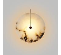 ZHKABEG Nordic Style Stone Wall Lamp, Natural Marble LED Wall Light, Round Alabaster Wall Sconce Lighting, Metal Base Hardwired Indoor Wall Lights for Living Room Bedroom Hallway Stairs(Gold,20cm)