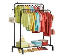 ZHKINGGS Clothes Rail: 80kg Capacity Metal Heavy Duty clothes rail, 4 Hooks for Bedroom/Laundry/Shop, Freestanding Wardrobe Organize