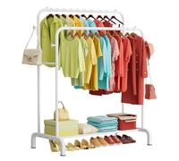ZHKINGGS Clothes Rail: 80kg Capacity Metal Heavy Duty clothes rail, 4 Hooks for Bedroom/Laundry/Shop, Freestanding Wardrobe Organize