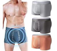 ZHKVAG Men's Energetic Massage Magnetic Therapy Underwear, Energy Field Therapy Men's Underwear, Men Massage Boxer Brief (3Pcs-H,L)