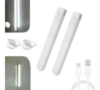 ZHKVAG Punch-Free Smart Sensor Magnetic Rechargeable Led Lights, Magnetic Led Motion Sensor Light Indoor, Rechargeable Motion Activated Under Cabinet Lighting, for Stairs, Wardrobe (2pcs-White,7.9in)