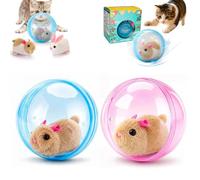 ZHKVAG Self-Rolling Cat Ball Toy, 360° Interactive Moving Ball for Indoor Cat Play (2PC*Brown Mouse)