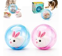 ZHKVAG Self-Rolling Cat Ball Toy, 360° Interactive Moving Ball for Indoor Cat Play (2PC*Rabbit)