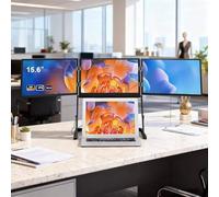ZHLINGQ 15.6" FHD 1080P 16:9 Laptop Screen Extender, IPS Portable Foldable Triple Monitor, Laptop Monitor Extender, Type-C/HDMI/USB-C for Windows, Mac, Android, Foldable Travel Display