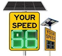 ZHLINGQ 20"X27"/24"X35" Solar Powered Radar Speed Limit Sign, Traffic Flashing Feedback Display Sign, LED Speed Display Radar Traffic Sign for Speed Warning on Private Roads 60×90cm/24×35in-Yellow