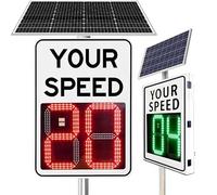 ZHLINGQ 20"X27"/24"X35" Solar Powered Radar Speed Limit Sign, Traffic Flashing Feedback Display Sign, LED Speed Display Radar Traffic Sign for Speed Warning on Private Roads 60×90cm/24×35in-White