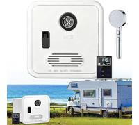 ZHLINGQ On Demand Instant Hot Water Heater, Electric RV Camper Tankless Water Heater, DC 12V, 3.9 GPM, 55,000 BTU Propane Gas with Remote Controller & Intelligent Thermostat WithShowerHead-White