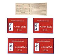 Zhliuqo 2026 Mahjong Card Official, 4pcs Portable Clear Printing Mahjong Rule Card Set, Easy to Read Rule Guide Suitable for Mah Jong Beginners