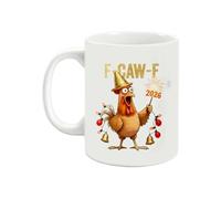 Zhliuqo F-Caw-F Funny Chicken Mug, 350ml Novelty Ceramic F-Caw-F Rooster Coffee Cups with Christmas Theme, Creative Chick Cawing Drinks Tea Cup for Men Women Home Offices Desk Decor