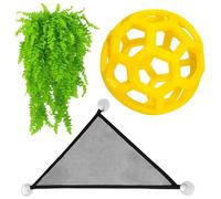 ZHLKHIOP 3pack,Ball Python Tank Accessories, Snake Enclosure Accessories with Black Hammock and Yellow Hollow Ball, Reptile Habitat Enrichment Toys for Climbing and Exercise