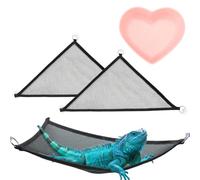 ZHLKHIOP Axolotl Tank Accessories, Large Black Hammock and Pink Heart-Shaped Dish, Enhances Axolotl Habitat, Easy to Install and Clean