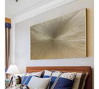 ZHMANLUCK Gold Leaf Painting Artwork Framed, Oversized paintings Champagne Gold Textured Wall Art Extra Large Wall Art Over bed decor 70x120cm(28x43in) With Frame