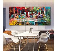 ZHMANLUCK Last Supper Wall Art Framed -The Last Supper Painting Posters Vintage Prints Canvas Painting Wall Art Picture 85x170cm(34x68in) With Frame