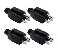 ZHMEINA 4Pcs NEMA 5-15P Electrical Replacement Plugs End, 3 Prong Plug Replacement, 2 Pole 3 Wire 125V 15A Male Plug End Grounding Electrical Plugs End 3 Prong, Extension Cord Ends, Black