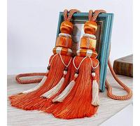ZHMF 1 Pair Curtain Tiebacks Holdbacks Clip Binding Rope Tie Backs Handmade Tassel Tiebacks Home Window Decorative (Orange)