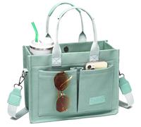 ZHMO Large Canvas Tote Bag for Women With Pockets,Laptop Crossbody Purses Everything Everyday Bag Handbags for Work Beach Gym, Canvs Brisk Green, L