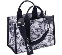 ZHMO Small Cute Canvas Tote Bag for Women,Crossbody Purse Everyday Satchel Shoulder Work Bags Handbags for Gift Beach Book, Black Tiger and Plant Patterns, M