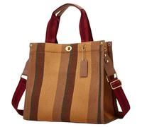 ZHMO The Canvas Tote Bag Crossbody Bags for Women,Cross body Purse Satchel Bag Shoulder bag Handbags for School Beach Weekend, Brown and Purple Stripes, L