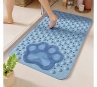 ZHMUZ Non-Slip Bath Mat with Suction Cups Blue,90cm×60cm(35.43'' ×23.62'')