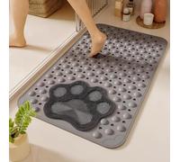 ZHMUZ Non-Slip Bath Mat with Suction Cups Grey,73cm×41cm(28.74''×16.14''