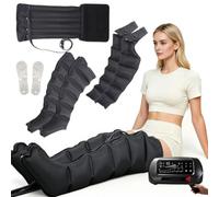 ZHNANDAMAI Leg Massager, Electric Air Compression Recovery Boots for Lymphatic Drainage, Adjustable 0-240 mmHg and 0-60 Min Timer, Remote Control, Lipedema Relief, for Thighs, Calves & Feet
