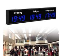 ZHNANDAMAI Multiple Time Zones World Clock LED Digital Wall Clock, Low Power Consumption Time Display Clock with 12/24 Hour Switchable Mode, Wall Mounted for 3/4/5 Cities in Hotels, Airports