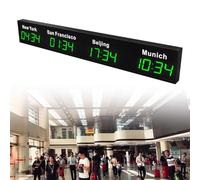 ZHNANDAMAI Multiple Time Zones World Clock LED Digital Wall Clock, Low Power Consumption Time Display Clock with 12/24 Hour Switchable Mode, Wall Mounted for 3/4/5 Cities in Hotels, Airports