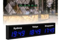 ZHNANDAMAI World Clock Multiple Time Zones LED Digital Display Clock, Large World Time Zones Clock, 12/24 Hour Format Switchable for 3/4/5 Cities, Wall Mounted in Airports, Hotels