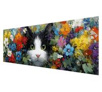 Zhngxogg Large Diamond Art Cat, 5D Diamond Painting Kits for Adults Flower, DIY Full Drill Paint by Numbers Gems Crystal Art Kits for Adults, for Home Christmas Wall Decor Painting, 30x90cm P-31