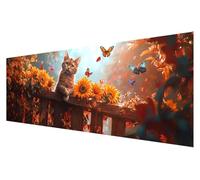 Zhngxogg Large Diamond Art Cat, 5D Diamond Painting Kits for Adults Sunflower, DIY Full Drill Paint by Numbers Gems Crystal Art Kits for Adults, for Home Christmas Wall Decor Painting, 300x100cm B-23