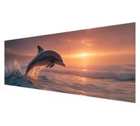 Zhngxogg Large Diamond Art Dolphin, 5D Diamond Painting Kits for Adults Sunset, DIY Full Drill Paint by Numbers Gems Crystal Art Kits for Adults, for Home Christmas Wall Decor Painting, 30x90cm C-61