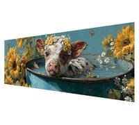 Zhngxogg Large Diamond Art Ox, 5D Diamond Painting Kits for Adults Sunflower, DIY Full Drill Paint by Numbers Gems Crystal Art Kits for Adults, for Home Christmas Wall Decor Painting, 30x90cm B-61