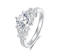 ZHOANLE 2ct Moissanite Engagement Rings for Women D Color VVS1 Round Cut 925 Sterling Silver Butterfly Ring Unique Half Eternity Wedding Ring Valentine's Day Gift, Gemstone, Moissanite