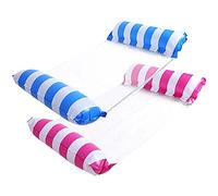 ZHODADA Adult Swimming Pool Buoy, 2 Pieces Pool Hammock 4 in 1 Inflatable Buoys and Mattresses Floating Lounger Chair Hammock Summer Swimming (Light Blue+Rose Red)