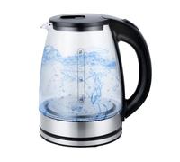 ZHODADA Glass Electric Kettle, 1500 Watt 1.8L Multi-Use Water Kettle with Blue LED, Heat- Resistant Glass, BPA- Free,Stainless Steel Base & Overheating Protection,Fast and Quiet Boil,UK Plug Black