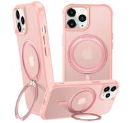 ZHOGTNEG 360°Magnetic Swivel Ring for iPhone 11 Pro Max case- Pink | Built-in Metal Stand and Ring Holder,Magsafe Compatible,Military Grade Protection,Shock Resistant