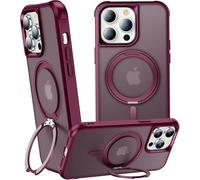 ZHOGTNEG 360° Magnetic Swivel Ring for iPhone 14 pro max case, Built-in Metal Stand and Ring Holder, Magsafe Compatible, Military Grade Protection, Shock and Vibration Resistant - Wine Red