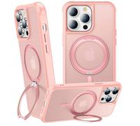 ZHOGTNEG 360°Magnetic Swivel Ring for iPhone 14 pro max case,Built-in Metal Stand and Ring Holder,Magsafe Compatible,Military Grade Protection,Shock Resistant-Pink
