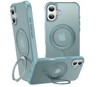 ZHOGTNEG 360° Magnetic Swivel Ring for iPhone 16 Plus case, Built-in Metal Stand and Ring Holder, Magsafe Compatible, Military Grade Protection, Shock and Vibration Resistant-Lake Blue