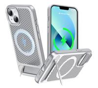 ZHOGTNEG for Magnetic Heat Dissipatio case for iPhone 14 Plus, for MagSafe, Cooling Drop Protection, Adjustable Kickstand case, Ice Armour Cool Matte Material - Silver
