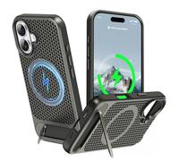 ZHOGTNEG for Magnetic Heat Dissipatio case for iPhone 16, for MagSafe, Cooling Drop Protection, Adjustable Kickstand case, Ice Armour Cool Matte Material - Grey
